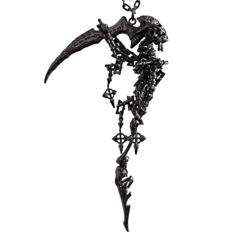 Gothic Dark Sickle Necklace Pendant 2025 the Sickle of the Undead Stylish Horror Themed Accessory for Fashion And Costume