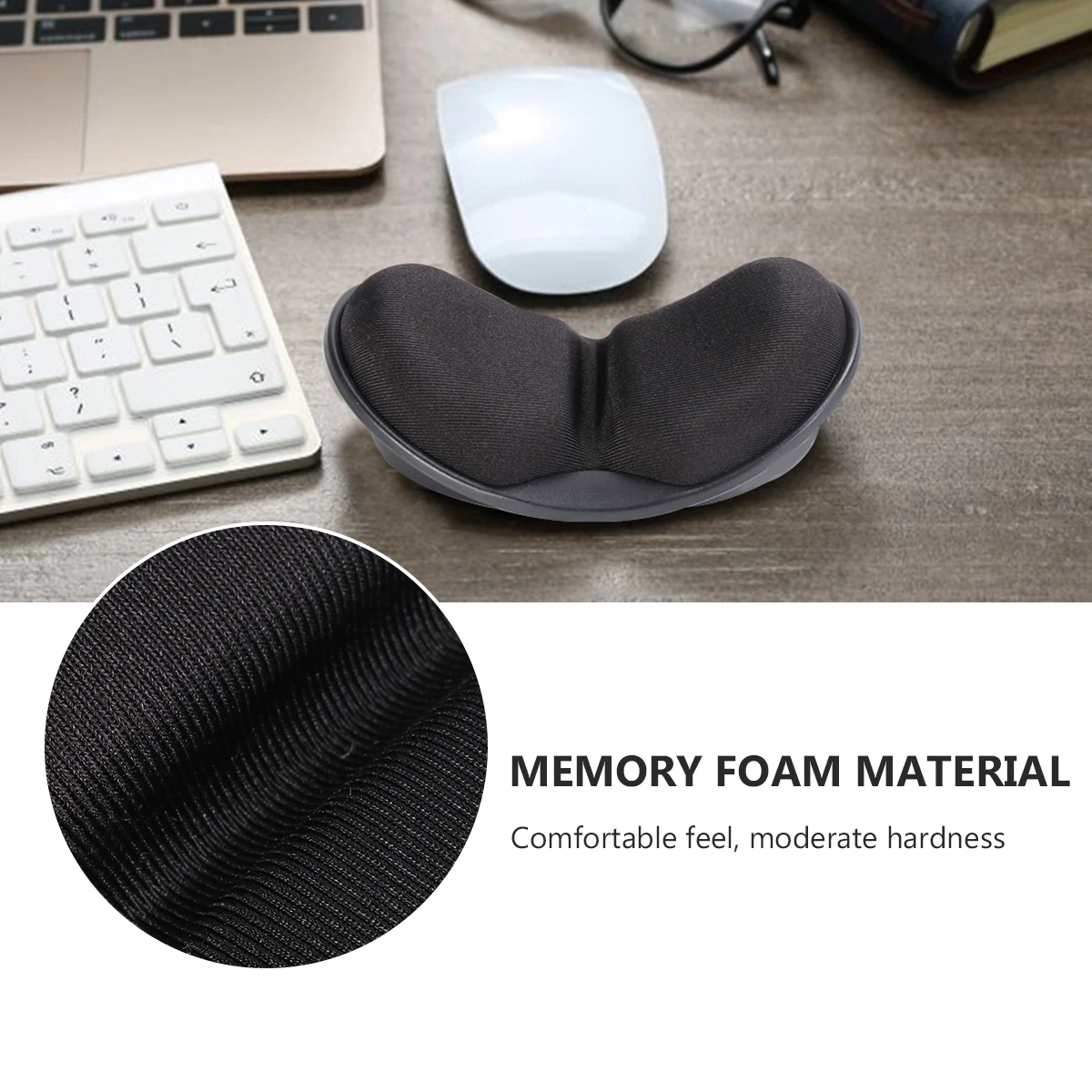 1Pcs Mouse Wrist Rest Pad Premium Memory Foam Ergonomic Design Relieve Hand Fatigue for Office Gaming Black Comfortable Hand
