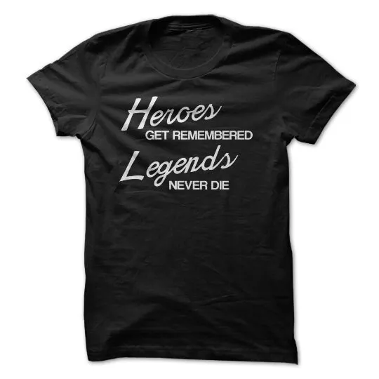 

Футболка Heroes Get Remembered Legends Never Die, черная с белым принтом