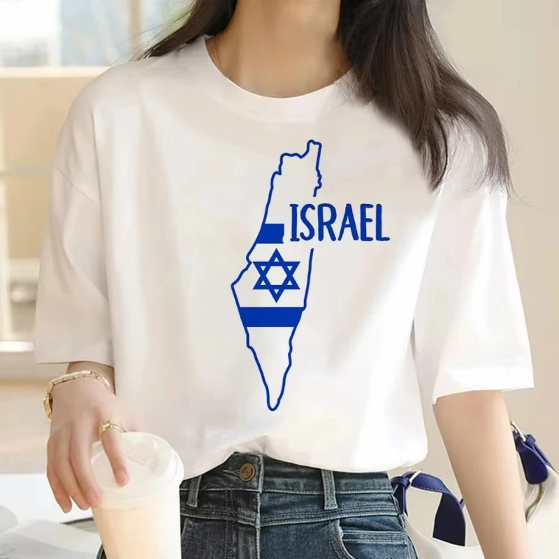 

Israel Map Flag Tshirt Casual Short Sleeve for Women Harajuku Short Sleeve Tops Summer Fashion Female Loose Clothing Tees Top