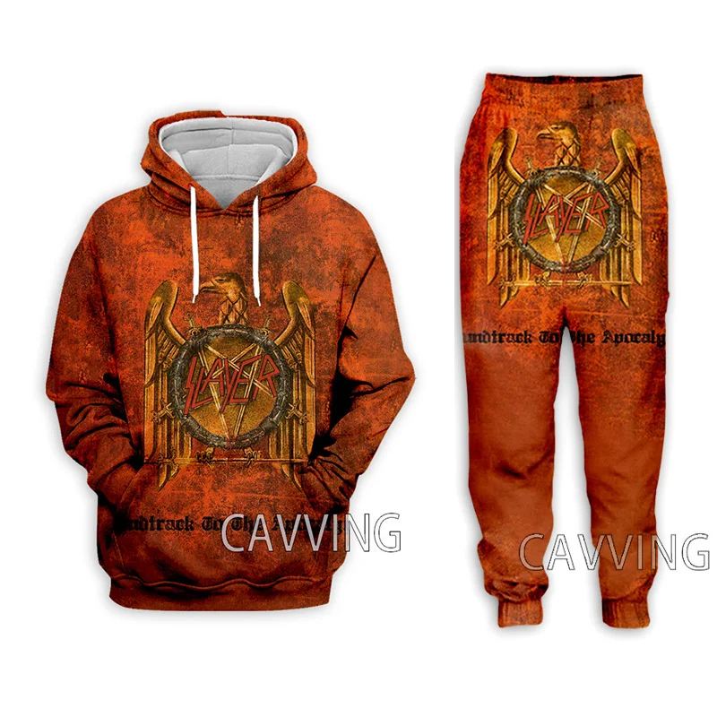 Popular Rock Slayer Hoodies Pants Set 3D Print Men Women Tracksuit Outfits Fashion Men's Hooded Sweatshirt Pullover 2 Piece Sets