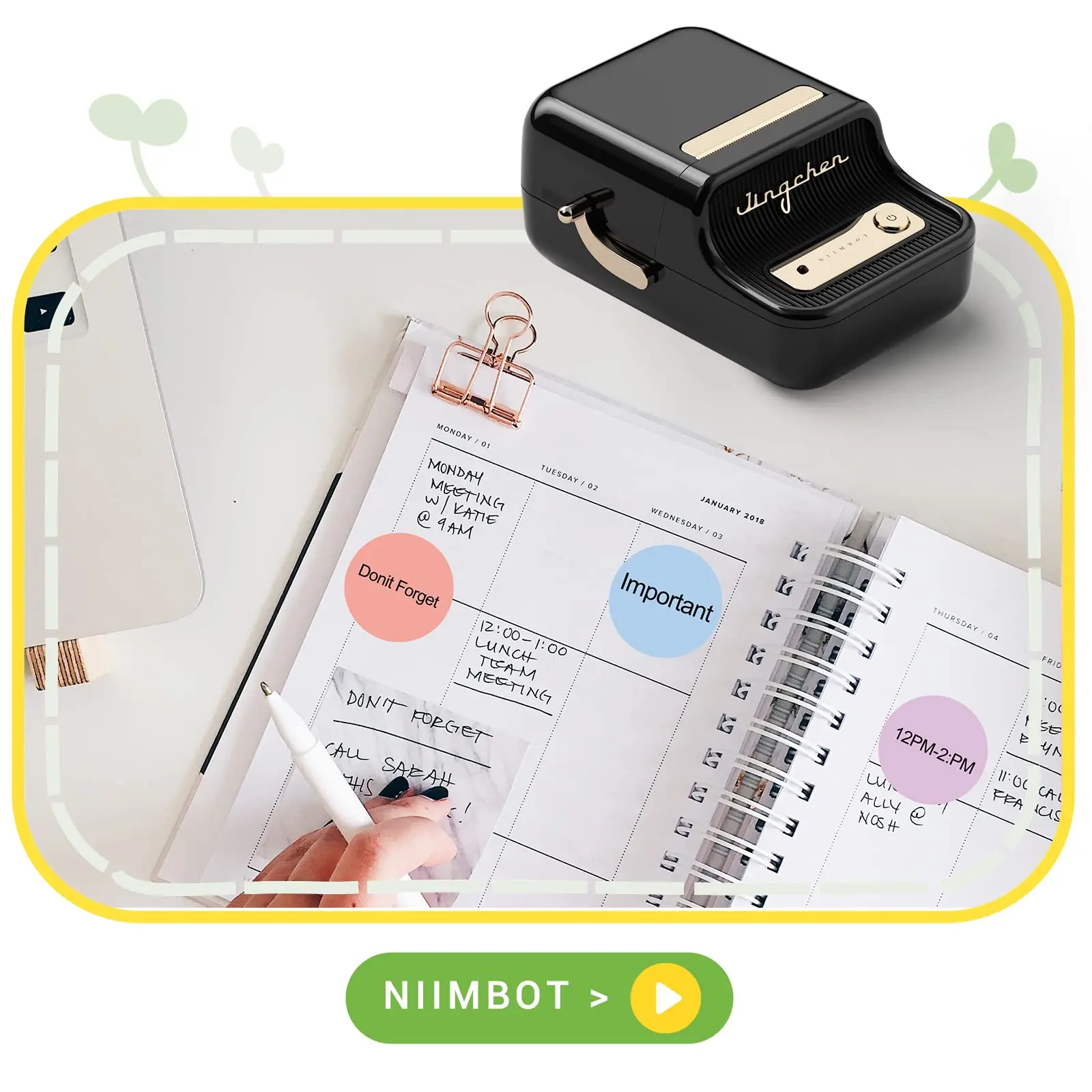 Niimbot Thermal Label Color Gap Sticker Round 41*41mm Set di rotoli di carta impermeabile per Niimbot B21 B1 B3S Bluetooth Printer Maker