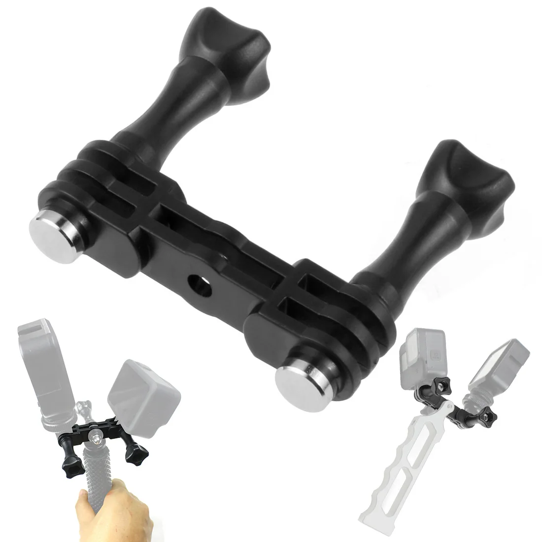 Doppelter Dual-Halterungs-Stativhalter, Sportkamera-Griff mit Schraubmontage-Adapter für Gopro Hero 13 12, für DJI Osmo Action-Kamera – Detail 14