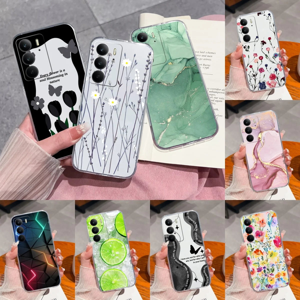 

Прозрачный чехол для Realme C75 4G, задняя крышка с окрашенными цветами, мягкий корпус для Oppo Realme C 75, противоударные легкие чехлы для телефонов