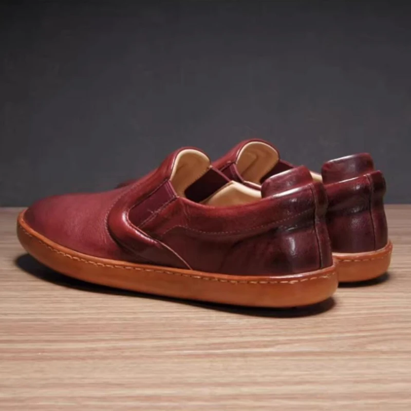 

Handcrafted Luxury Men Loafers Genuine Leather Vintage Flats Soft-Sole Casual Shoes Comfortable Slip-On Hiking Shoes