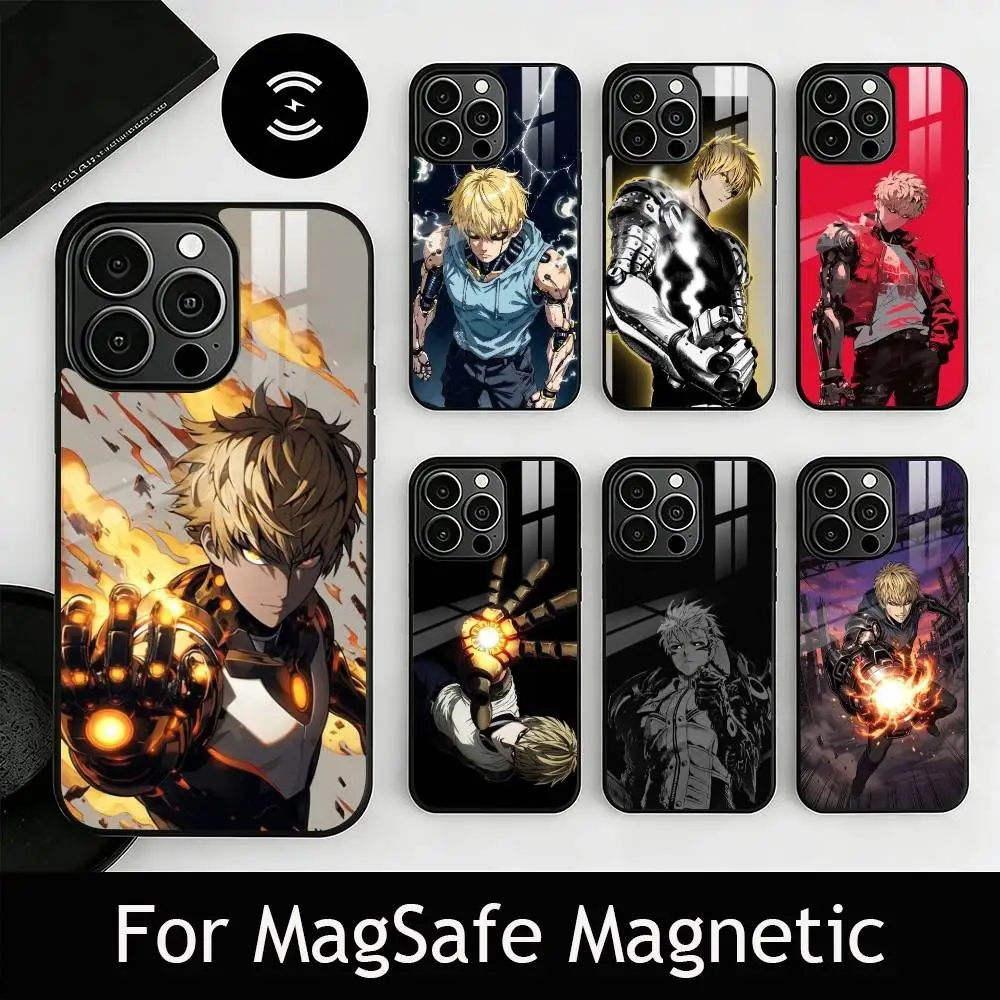 

O-One-Punch M-Man G-Genos Phone Case For iPhone17,16,15,14,13,12,11 Plus,Pro Magnetic with Magsafe Wireless Charging