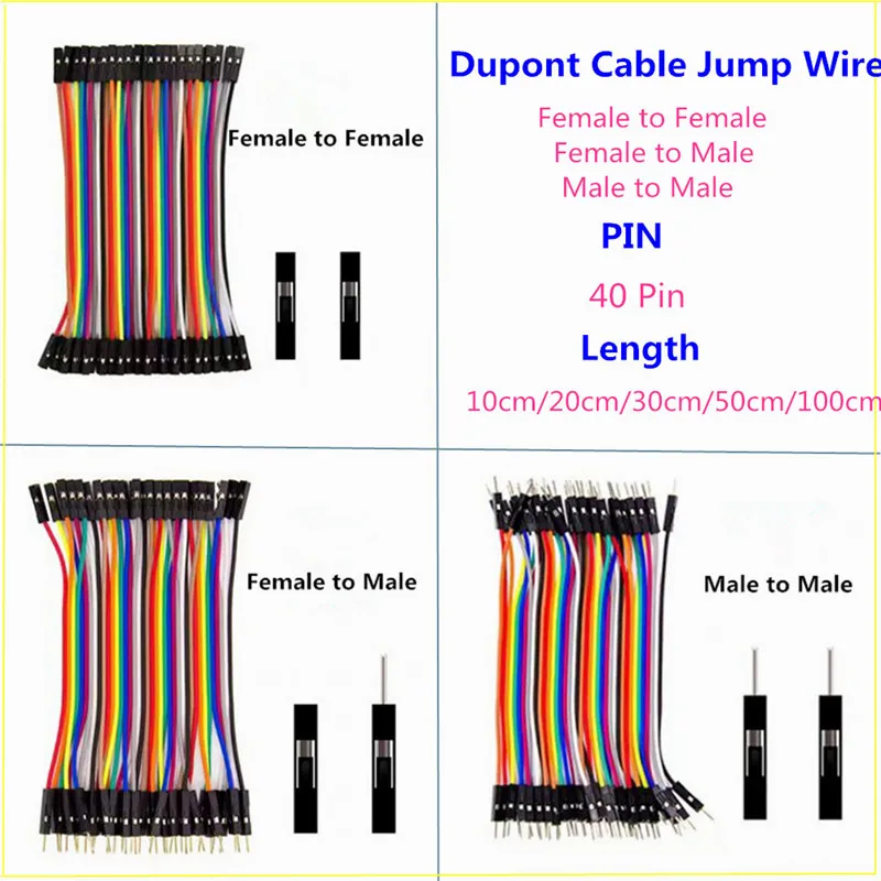 10CM 20/30/50/100CM 40Pin Dupont Line Male to Male, Male to Female, Female to Female Jumper Wire Dupont Cable for Arduino DIY KI