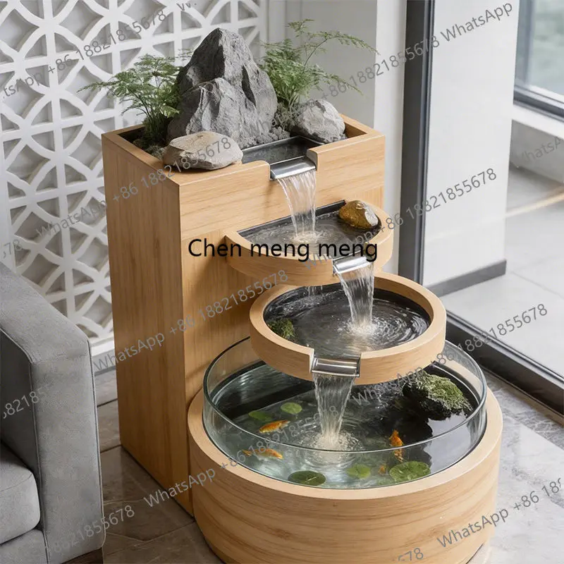 Moon phase pool balcony stainless steel fish pond flower box metal flowing water ornament outdoor terrace courtyard