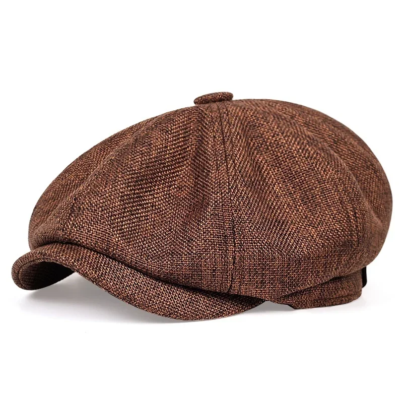 Neue Herren Casual Newsboy-Mütze Frühling Sommer Dünne Retro-Baskenmütze Lässige Unisex Achteckige Kappe Modische Hip-Hop-Mützen Gorras
