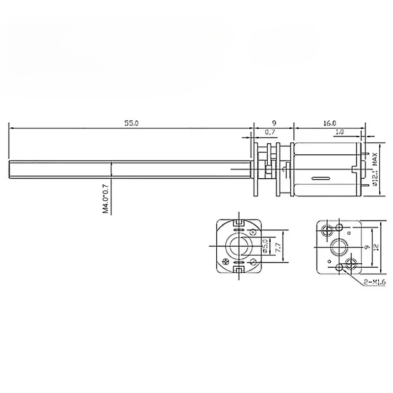 DC 3V 6v 12v gear motor N20 long shaft screw motor M4-55 threaded rod low speed metal Electric motor Smart car