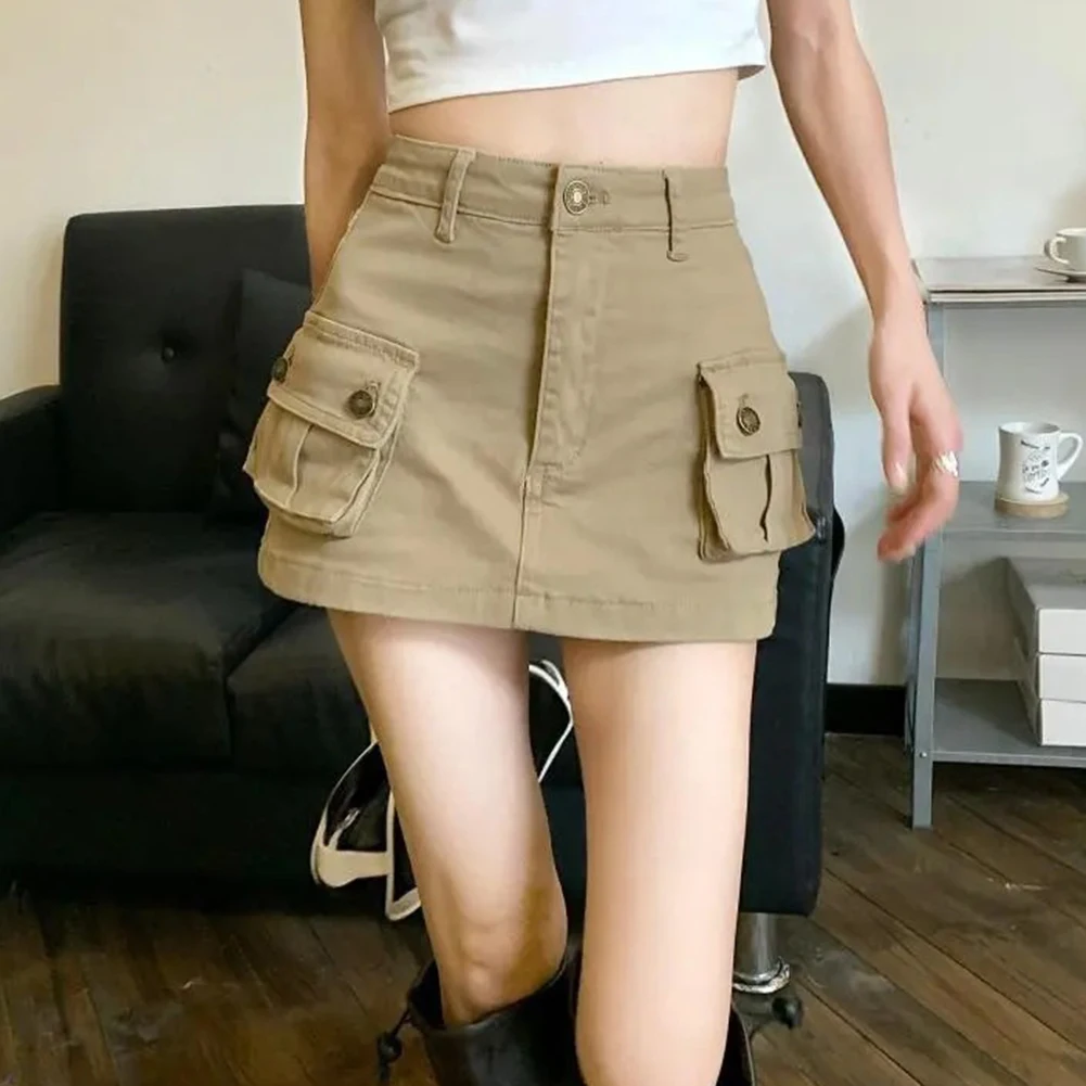 All Season Sexy Skirt For Girls 32-36 Cm High Waist Skirt All Seasons Skirt Brand New Condition Khaki Overalls