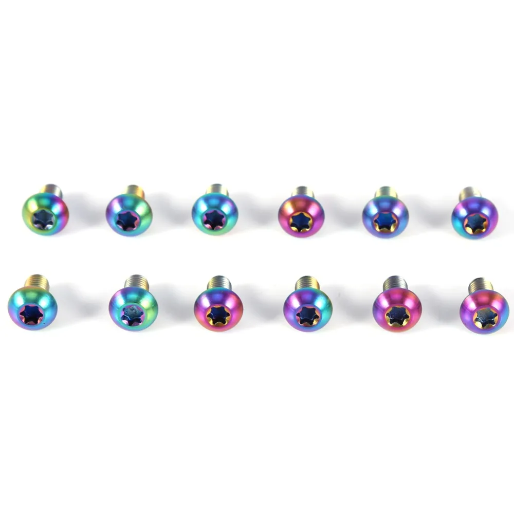 

12Pcs T25 Bike Bolts M5x10mm Titanium Alloy Disc Brake Screws High-Strength Ultra-Lightweight Bicycle Rotor Bolts