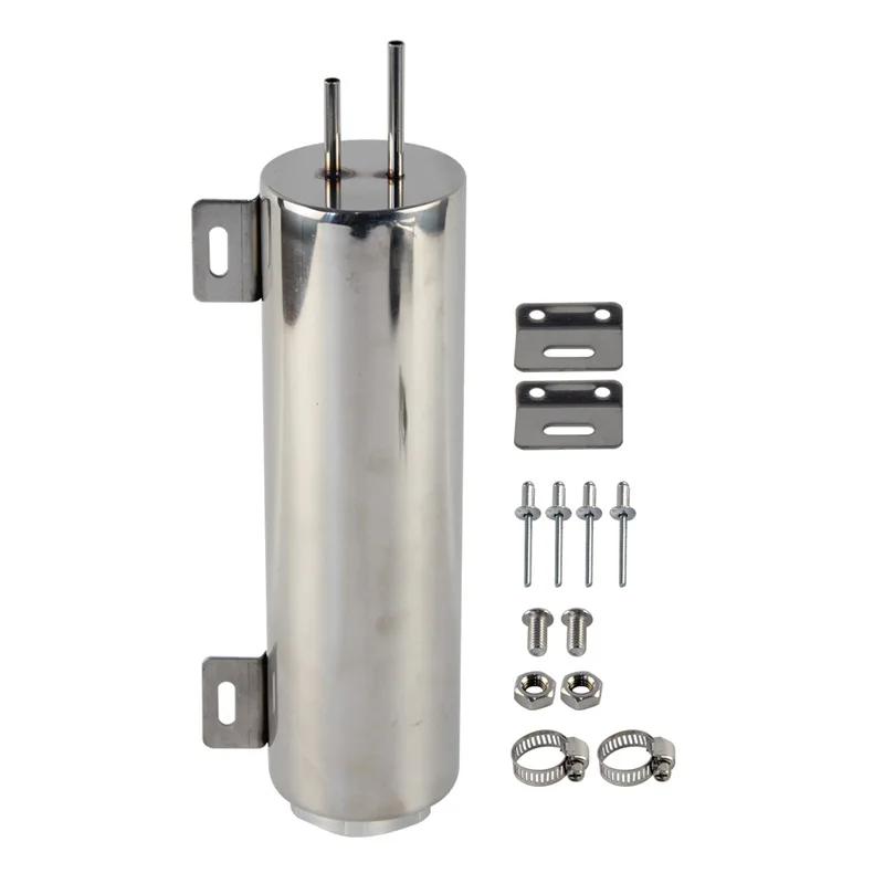 라디에이터 오버플로우 탱크 병 캐치 캔 실버 3x10인치 광택 스테인리스 스틸 32온스