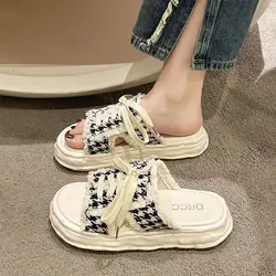 Fashion Sandals Platform Designer Slipper Woman Elegant Slippers For Women Summer New 2024 With Korean Style Green Cute Shoes