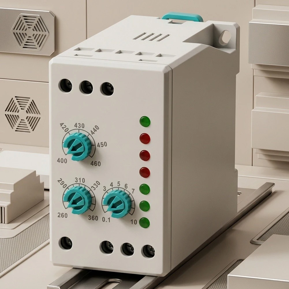 For Industrial Three-Phase Relay GK-04FN 3x380V AC + Neutral for Voltage Fluctuation and Phase Error Detection