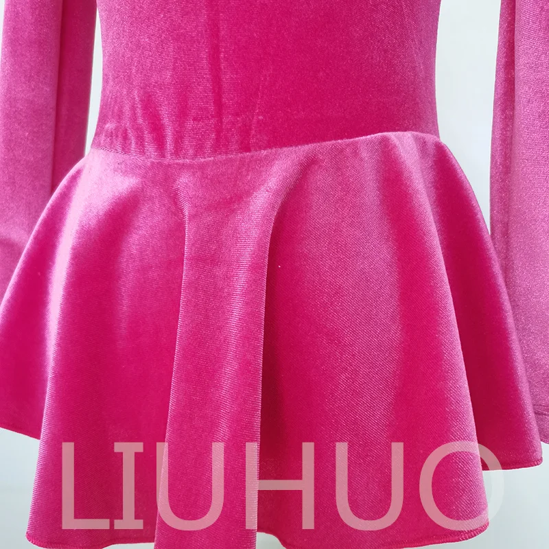 LIUHUO Ice Figure Skating Dress Girls Women Pink Velvet Competition Wholesale