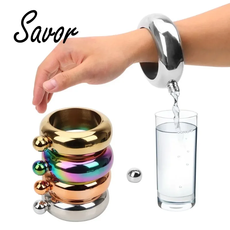 3.5 Oz Drink Accessories Set Bangle for Whiskey Vodka Alcohol Round Chic Hip Flask Bracelet Elegant Wine Bottle Bangle Hip Flask