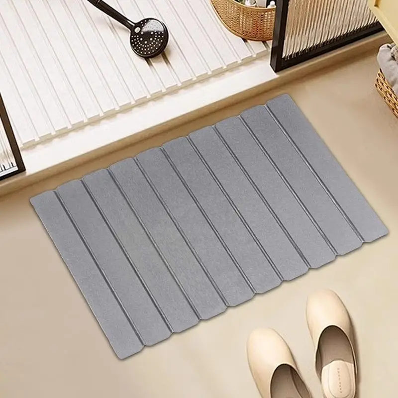 Foldable  Diatom Mud Bath Mat Non-Slip Water-absorbent Mats Kitchen Bathroom Entry Door Mats Non Slip Square Foot Rug