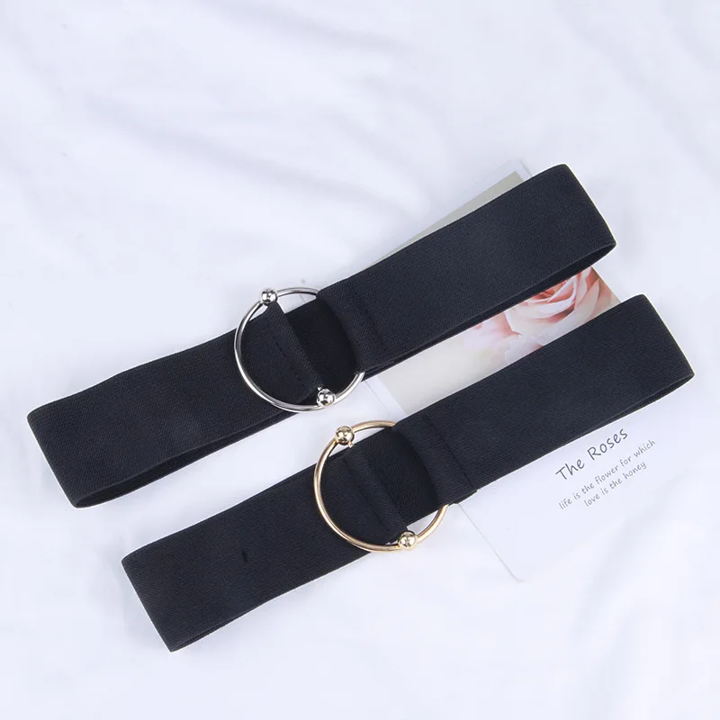 Belt women's decorative wide fitting dress waist cinching fashionable elastic waistband summer black waistband