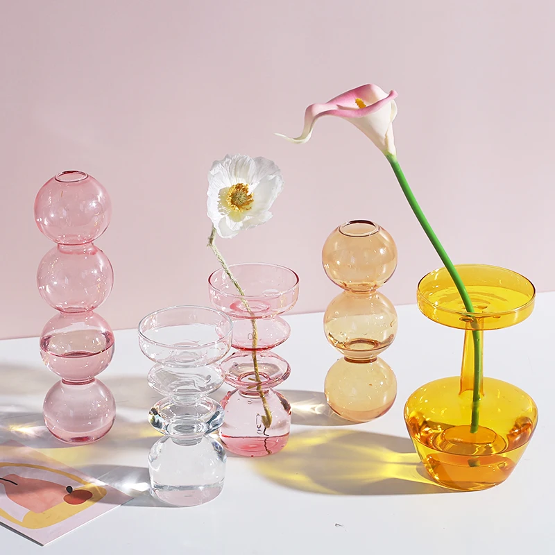 

Modern Clear Bubble Flower Vase Glass Living Room Decor Hydroponic Plant Transparent Vases for Flowers Decoratio Glass Tabletop