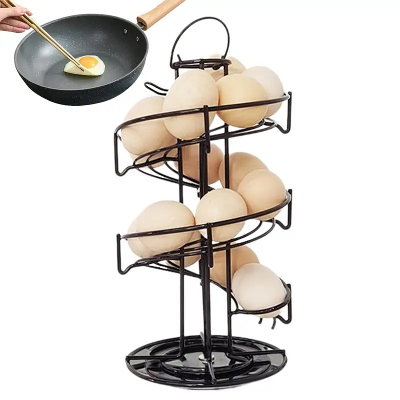 

Countertop Egg Holder Eggs Dispenser Stand Spiral Iron Rack Freestanding Multifunctional Spiraling Dispenser Rack Basket Storage