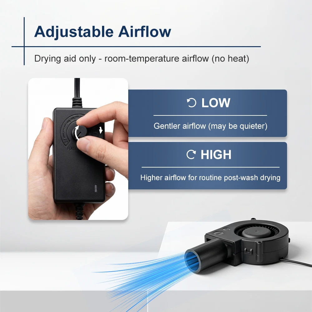 CPAP Hose Dryer Fan Tubing Duct Cleaning Airflow Blower Cleaner Drying After Washing & 15mm 19mm Tube Cleaning Dual Heads Brush