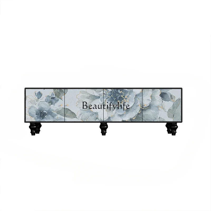 

FG17French medieval solid wood TV cabinet light luxury floor cabinet household living room installation-free storage