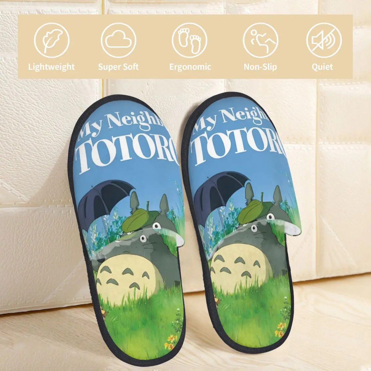 Cartoon Funny Cute T-Totoros Winter Home Cotton Slippers Bedroom Cozy Household Fur Slippers Slides Anti-skid