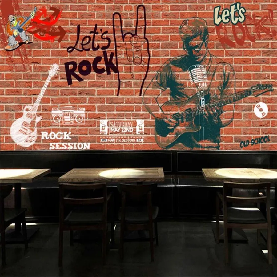 

papel de parede Custom wallpaper 3d murals Europe and the old retro brick wall rock bar KTV restaurant sofa background wallpaper