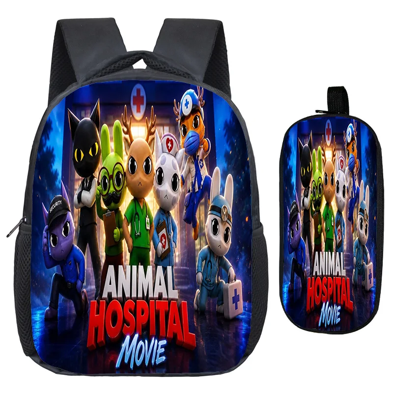 Picture 7: Animal Hospital Backpacks Pencil Case 2Pcs Child 3D Print Pattern Schoolbags Student Fashion Casual Backpack to School Mochilas