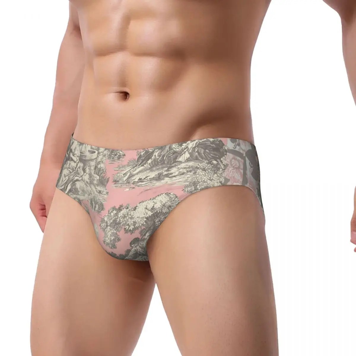 Custom Toile De Jouy Vintage French Brief Panties Women's Breathable Stretch Underwear