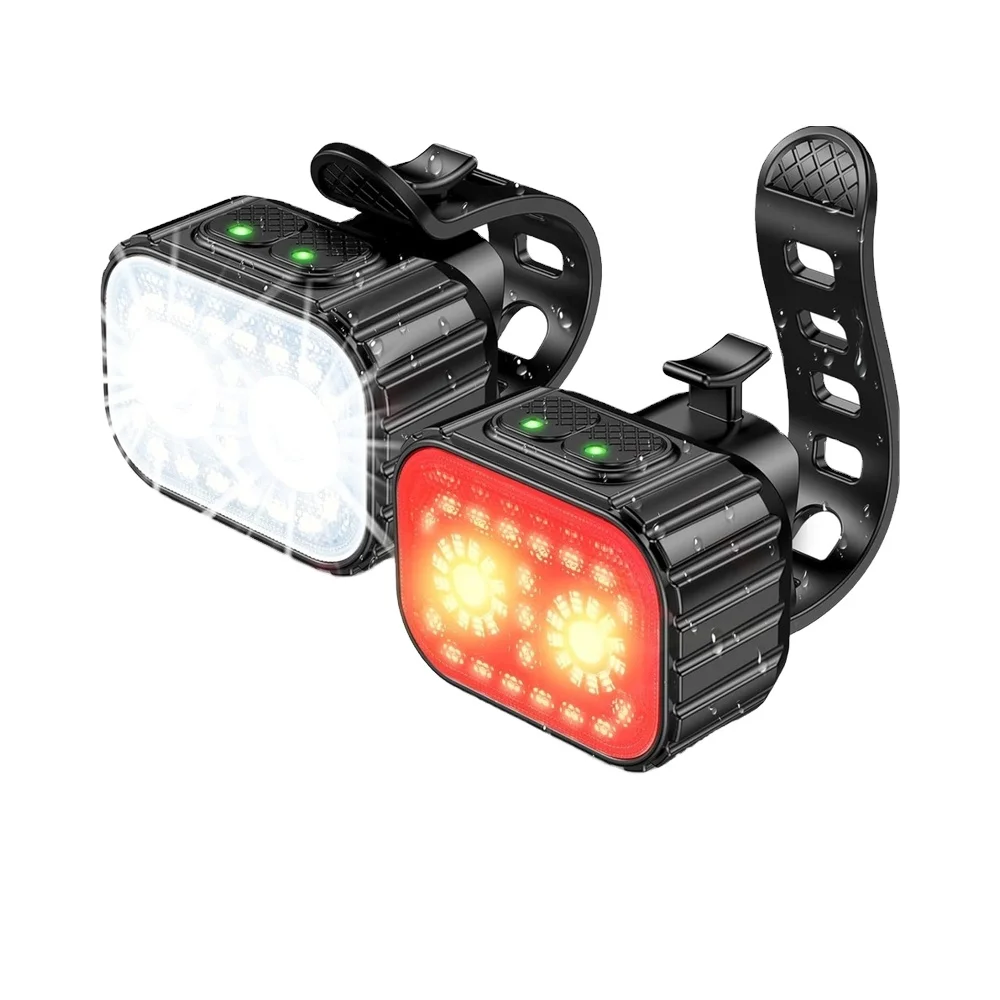 Rechargeable Super Bright 4 Modes IPX6 Waterproof Bike Lights 58 Hrs Long Battery Life Night