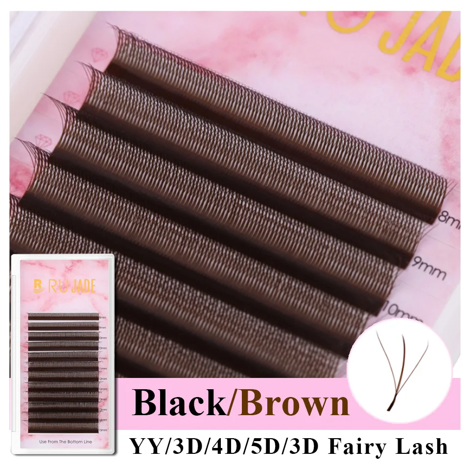 NEW Brown 3D Fairy Lashes Premade Bloom Fans 2D 3D 5D Eyelash Extension 3D Clover Spike Hand Woven Dark Brown 4D W Shaped Lashes