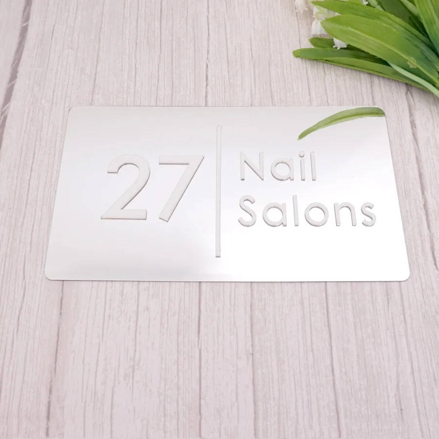 Custom 3D Modern Simplicity Style Acrylic Mirror Sign Personalized Shop Plaque Beauty Salon Office Building Door Decoration