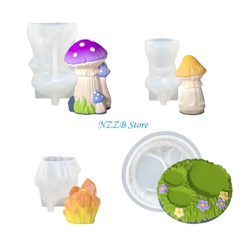 

T21F 4 Pack Silicone Figurines Mold Mushroom Silicone Texture Suitable for Crafts Party Supplies and Decorations