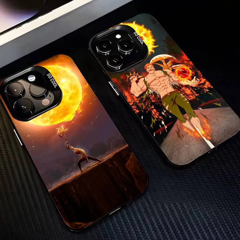 

E-Escanor Sun Cartoon Phone Case For iPhone17,16,15,14,13,12,11,Pro,MAX Gray Matte Silicone Black Cover