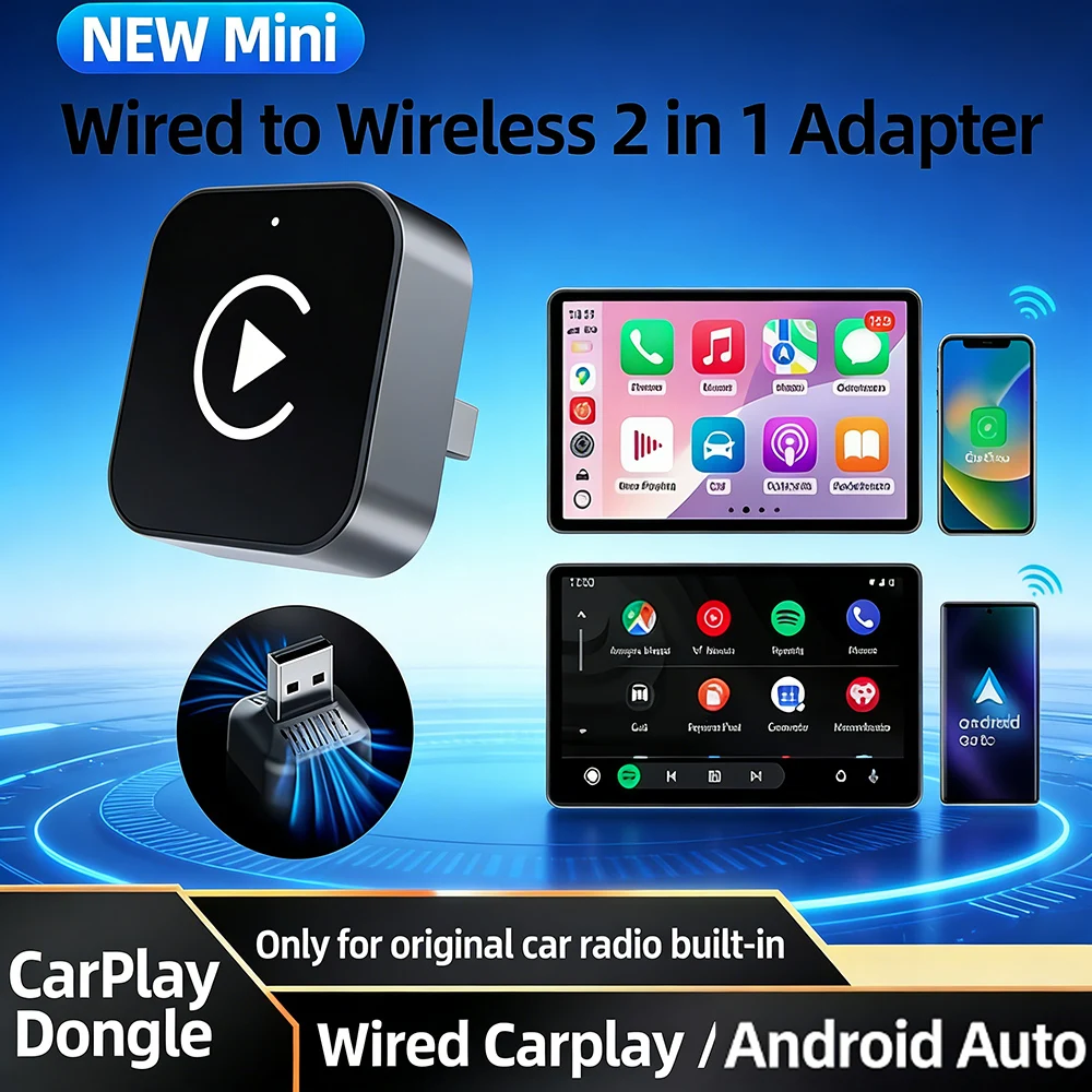 2026 Wireless CarPlay Adapter for Apple, Convert Wired to CarPlay Wireless Adapter, USB-C/Type-C Design, Plug & Play, Car Play D