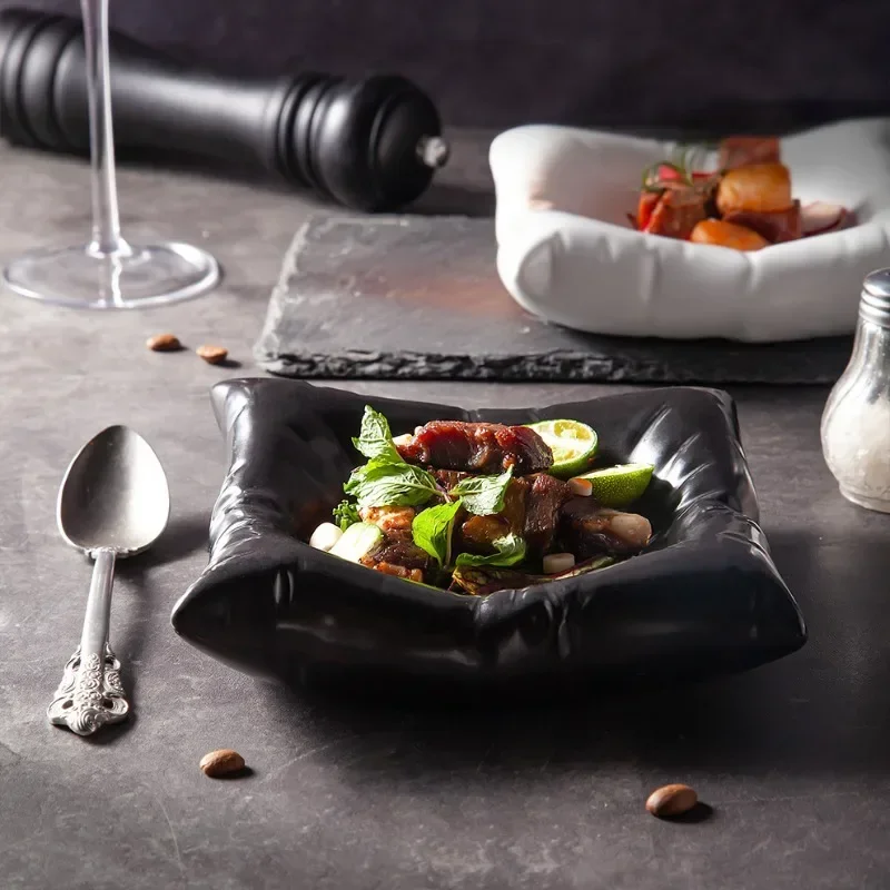 

Ceramic Plates Style Tableware Creative High-end Hotel Square Plates Ceramic Cold Dish Plates Artistic Tableware