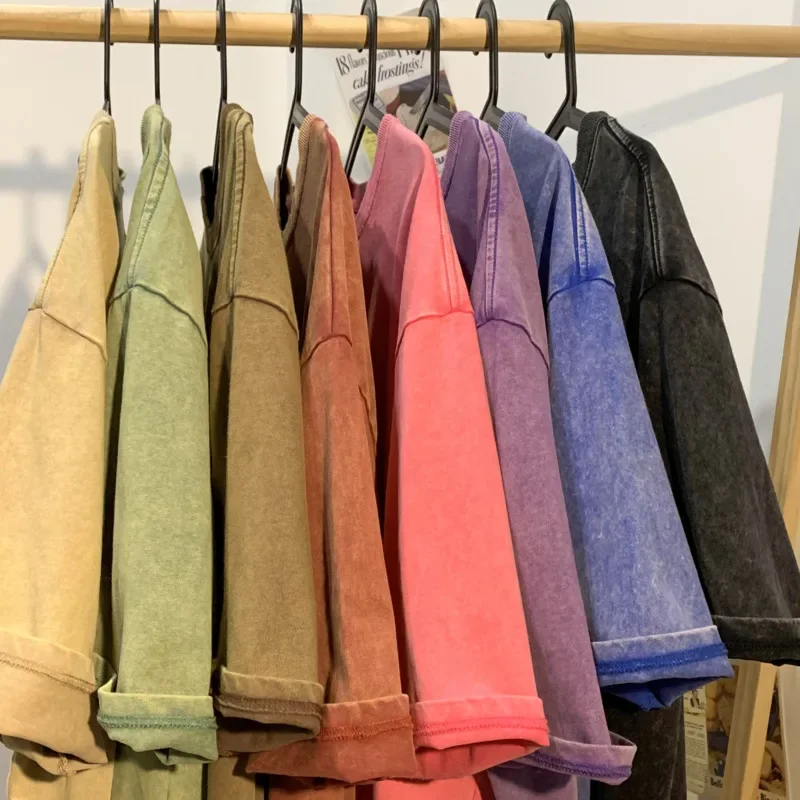 GELITAYIN Quality Oversized Acid Washed Y2K T Shirt Women Vintage T-shirts Streetwear Mineral Wash Tee Shirts Girl Loose Luxury