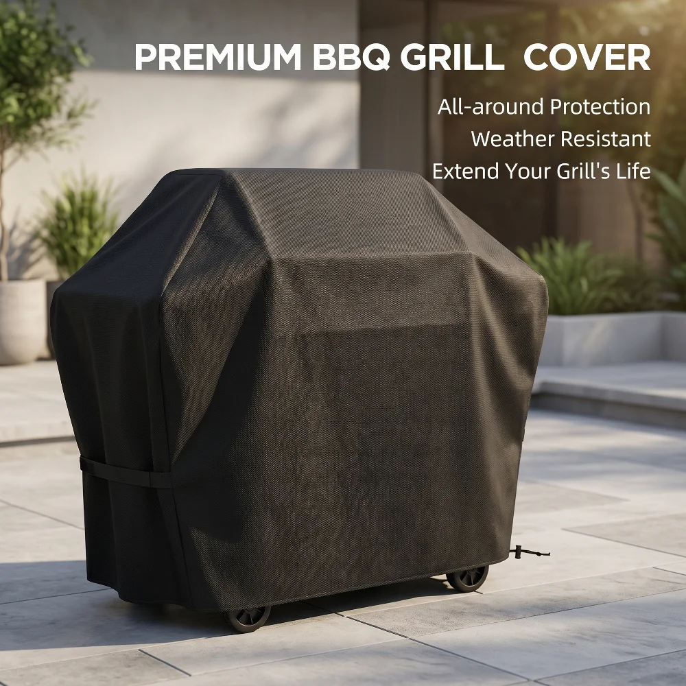 Gas Grill Cover 22-72 Inch, Waterproof Anti-UV Fade Resistant BBQ Cover, Hook-and-Loop Straps for Most Grills