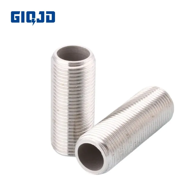 304 Stainless Steel External Thread Round Pipe 40mm/50mm/60mm/80mm/100mm/120mm Length To 1/4 3/8 1/2 3/4 1