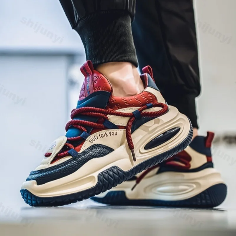 

Мужская спортивная повседневная обувь, весна 2024, новый стиль, модная тенденция, удобная универсальная нескользящая обувь, кроссовки на платформе на толстой подошве