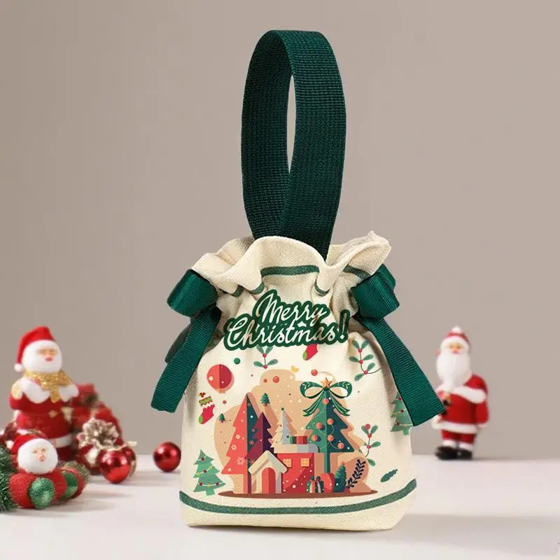 Christmas Drawstring Gift Bags Waterproof Durable Holiday Party Favor Sacks for Candy Snack Outdoor Xmas Picnic Treat Storage