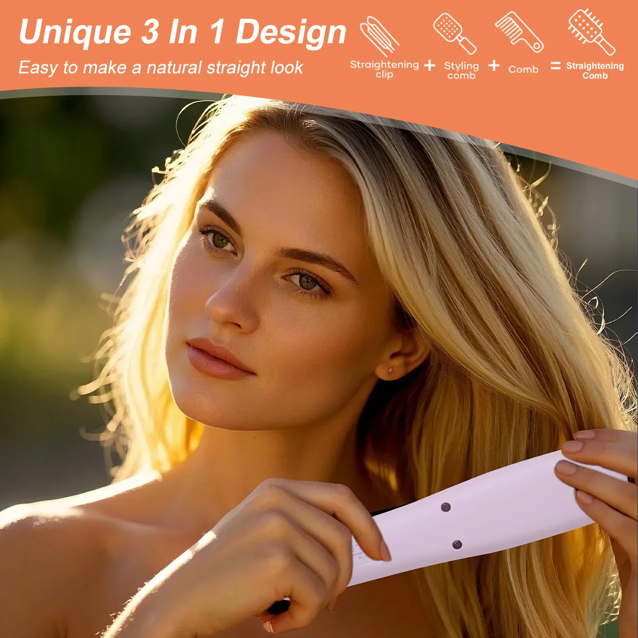 Hatteker-peine alisador de iones, portátil, uso doméstico, alisador ajustable multitemperatura negativo, nuevo modelo, herramienta de peinado