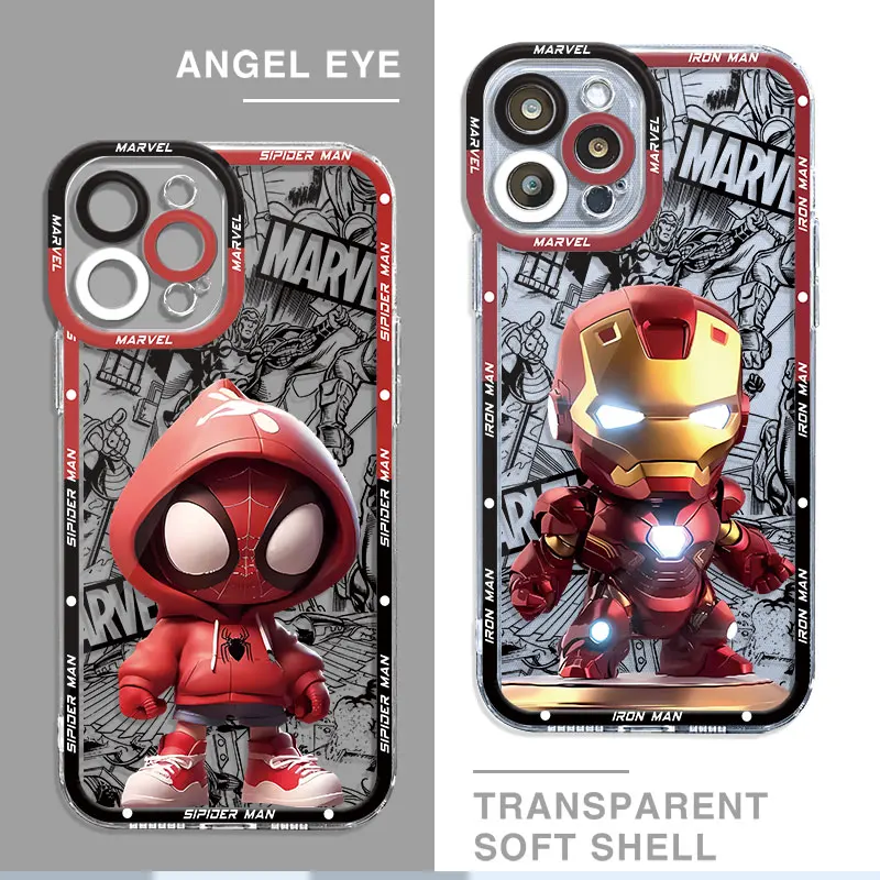 Marvels Irons mans Phone Case For iPhone 16 15 14 13 12 11 Mini Pro Max X XR XSMax 7 8 Plus SE20 Transparent Cover