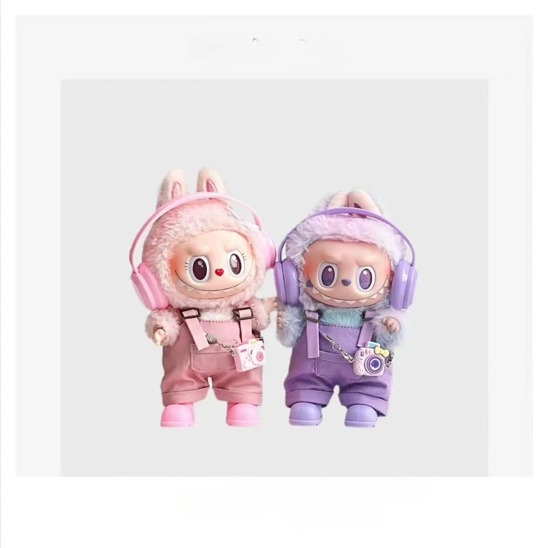 

For 15/17cm Labubu Clothes Macaron Fashion Outfit Shoulder Straps Pants Headphones Cameras Shoes Labubu 3.0 DIY Gift Accessories
