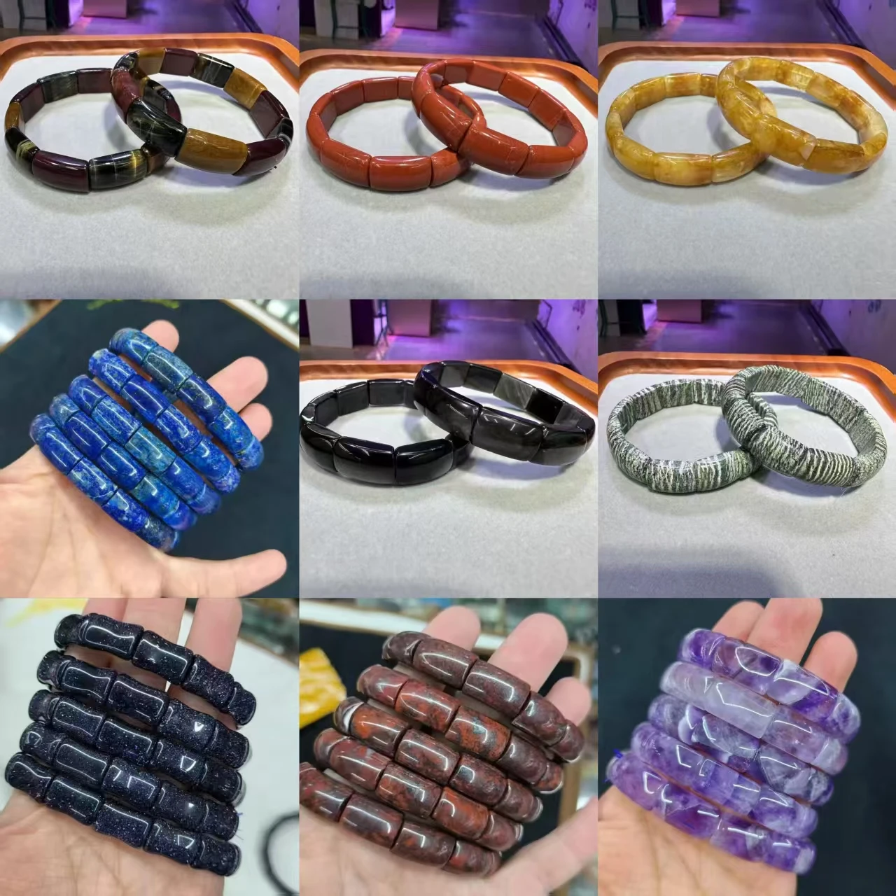 

2026 Fashion Natural Stone Bracelet Red Jasper Black Obsidian Tigereye Citrine 12x20mm Beads Jewelry Women Men Wholesale Gift