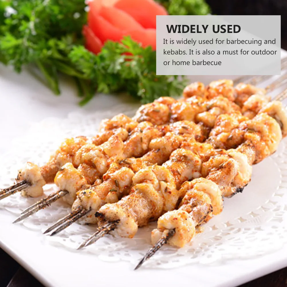 

100pcs Stainless Steel Barbecue Skewers Food Grade High Temperature Resistance For Outdoor Picnic Bbq Tools Grilling Skewers
