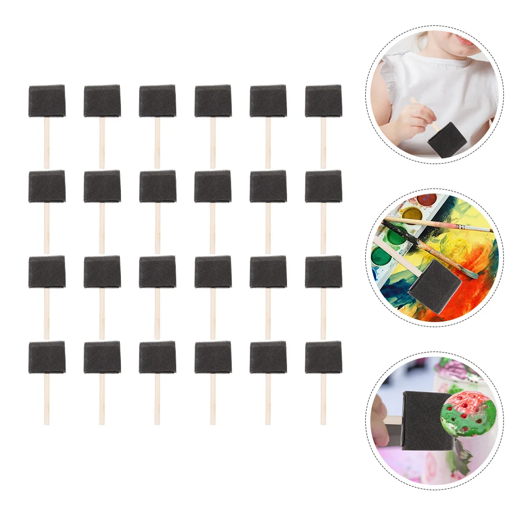 24 قطعة فرشاة إسفنجية للرسم بمقبض خشبي إسفنجة قابلة لإعادة الاستخدام لألوان مائية من الأكريليك أداة رسم زيتية للطلاب الحرف الفنية #6