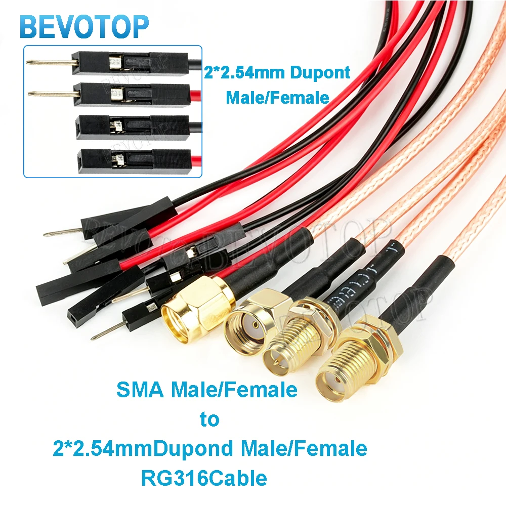 1PCS RG-316 SMA to DuPont Cable SMA Male / Female to DuPont 2.54mm Male/Female RG316 Test Extension Jumper BEVOTOP Custom-made